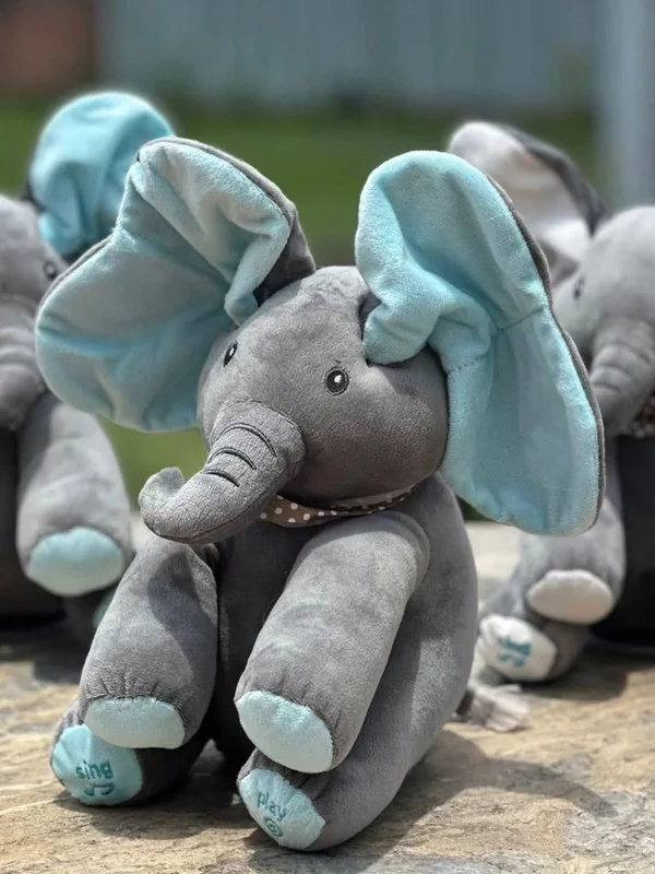 Peek-a-Boo Animated Musical Elephant – Interactive Plush Toy with Flapping Ears, Singing, and Play Modes